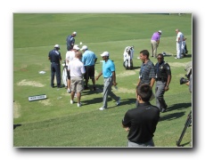 Tiger Woods at the driving range.