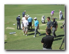 Tiger Woods at the driving range.