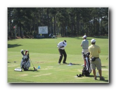 Vijay Singh at the driving range.