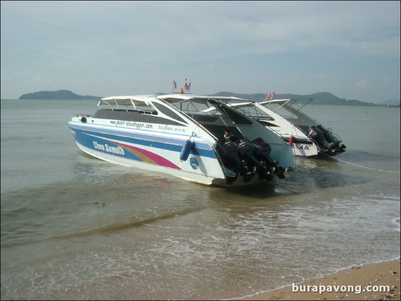 Some speed boats.