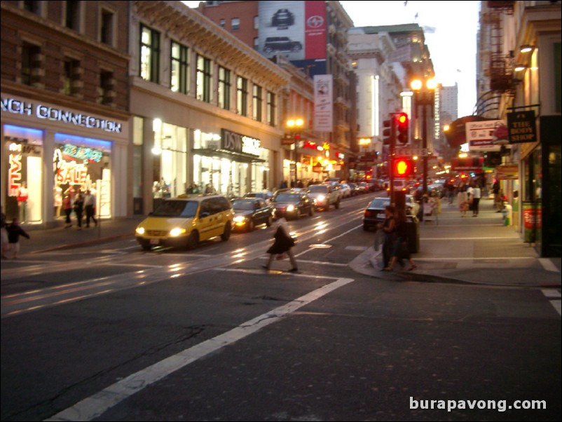 Downtown, early evening.