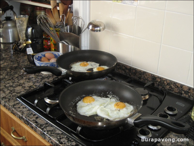 Mrs. Hippisley making breakfast.