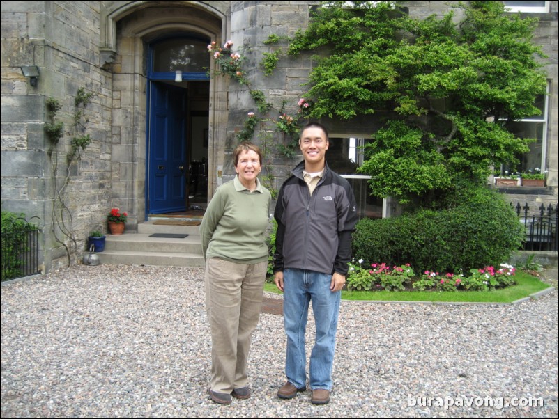 Mrs. Hippisley and I outside her house.