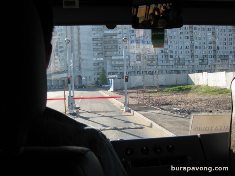 In the bus headed to downtown St. Petersburg from the pier.