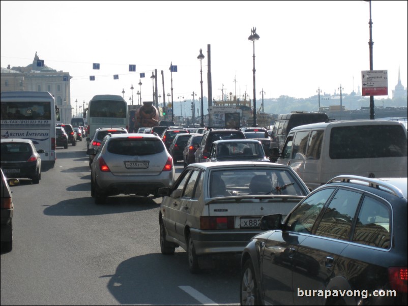 Traffic along the River Neva.