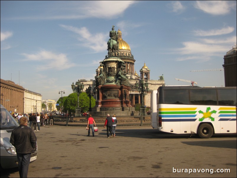 St Isaac's Square with the monument of Nicolas I and St Isaac's Cathedral.