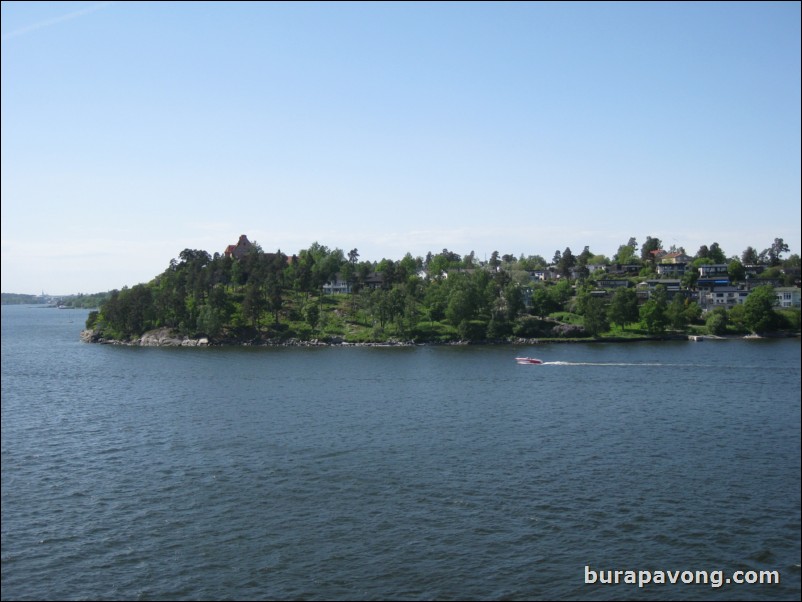 Sailing away from Stockholm.
