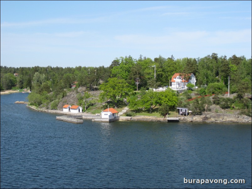 Sailing away from Stockholm.