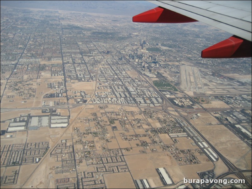 Flying into Las Vegas.